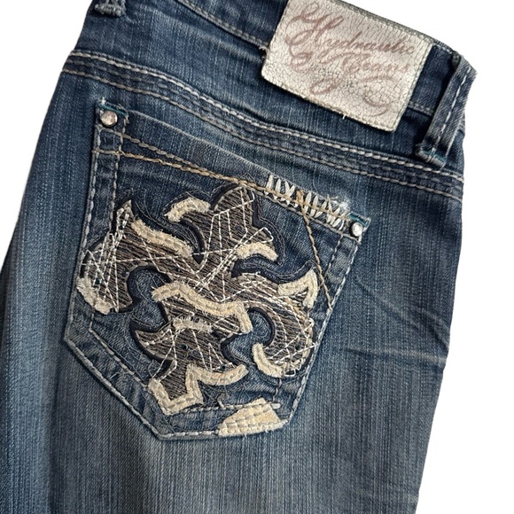 Hydraulic Jeans Womens 6 Dark Wash Embroidered Distressed Gramercy Stretch - Picture 1 of 7